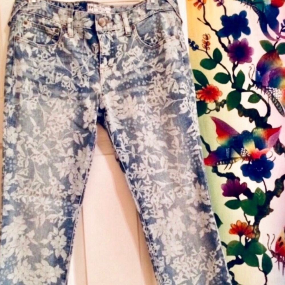 🌺🎉HP🎉🌺 NWOT Free People Hawaiian Floral Print Skinny Jeans - Picture 10 of 15
